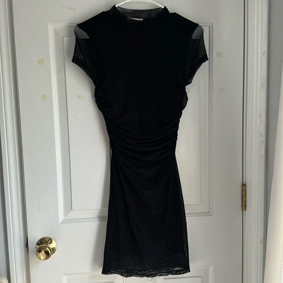 Mesh scrunched black dress - Picture 1 of 3